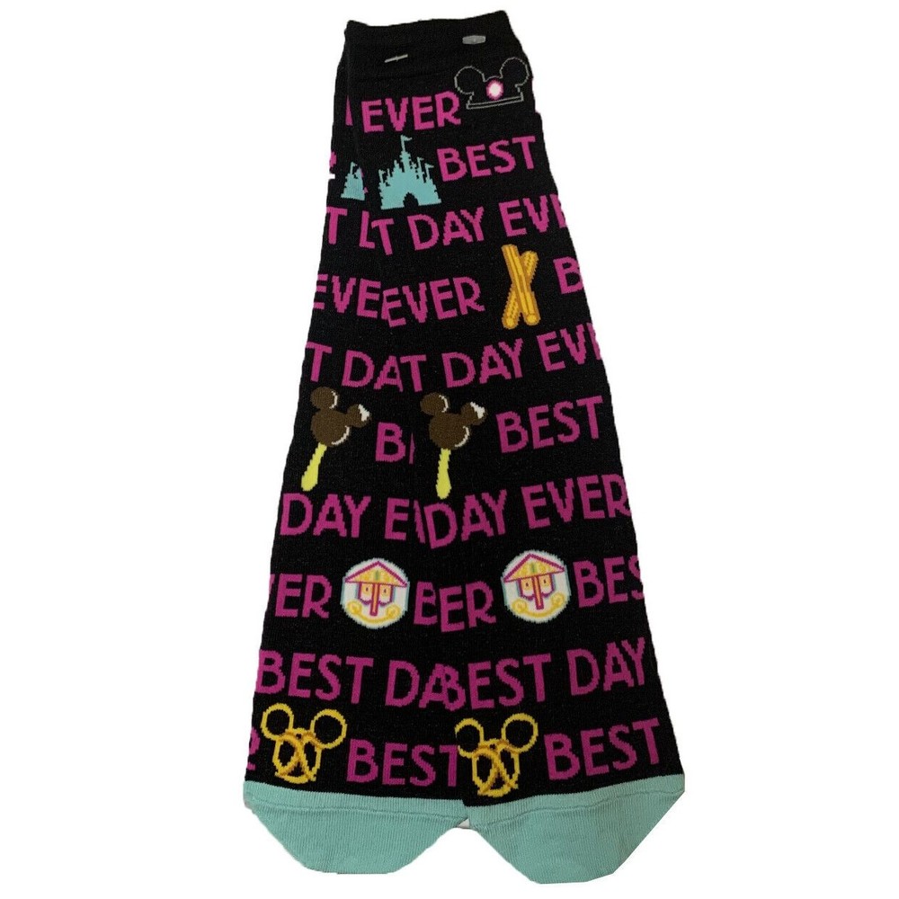 Disney Parks Best Day Ever Socks Mens Ladies 5-10 NWT Castle Food Churro NEW